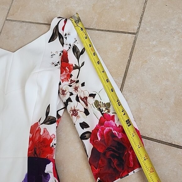 Black Halo Multicolor Floral Long Sleeve Dress Size 2 - Picture 3 of 10